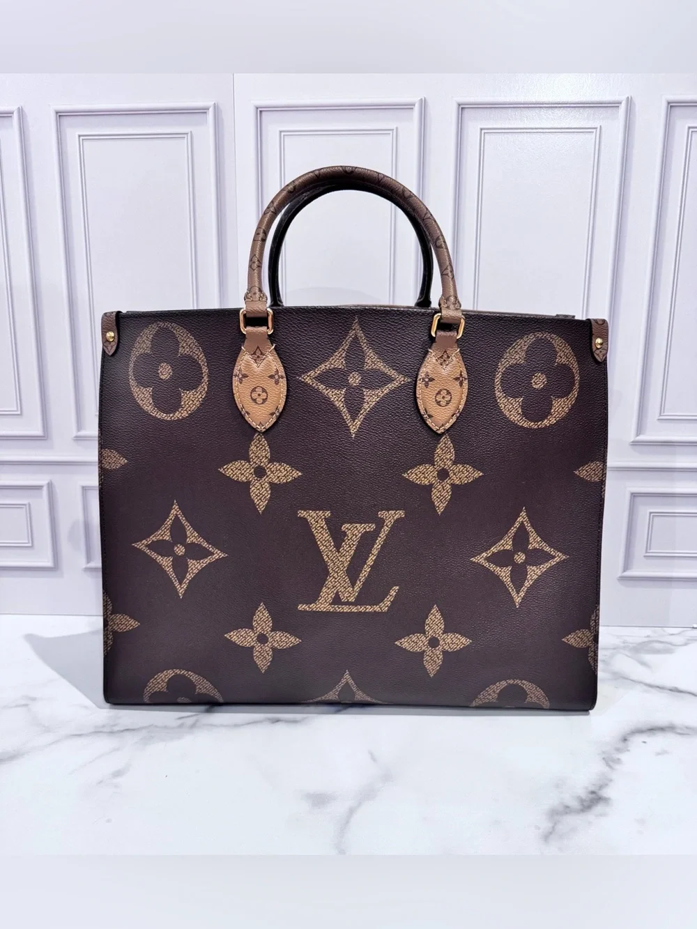 Authentic Louis Vuitton LV Monogram Logo OnTheGo GM Tote Shoulder Bag Handbag